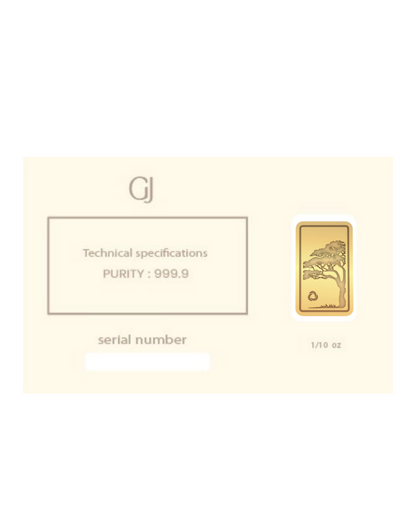 24K Gold Bar - 1/10 OZ