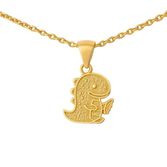 14K Yellow Gold Dinosaur Pendant