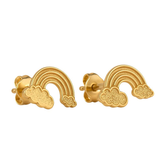 14k Yellow Gold Rainbow Toddler's Earrings