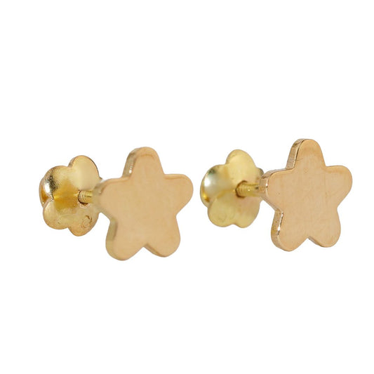 14k Yellow Gold Stars Toddler's Earrings
