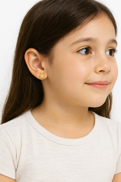14k Yellow Gold Stars Toddler's Earrings